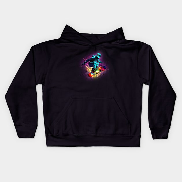 Snowboard Color Explosion Kids Hoodie by TheWanderingFools